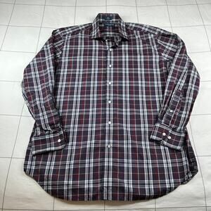 Peter Millar Collection Shirt Mens Large Blue Red Plaid Button Up Cotton Classic
